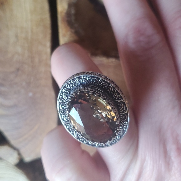 New Oversized Morganite 925 Silver Statement Ring. - Picture 11 of 16